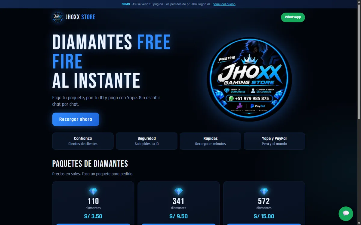 Captura de Jhoxx Gaming Store